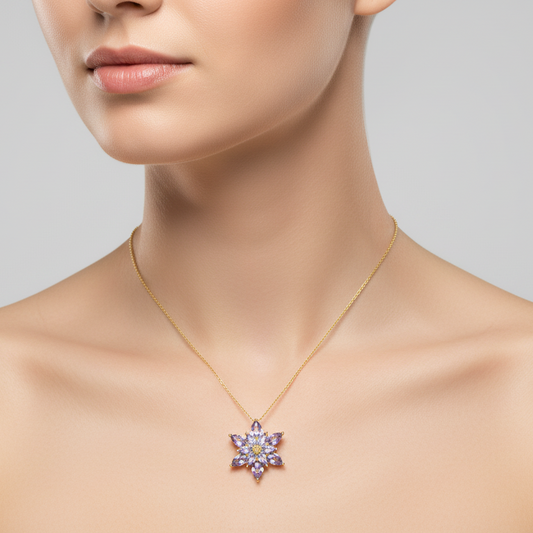 Collier en argent de fleur de lotus