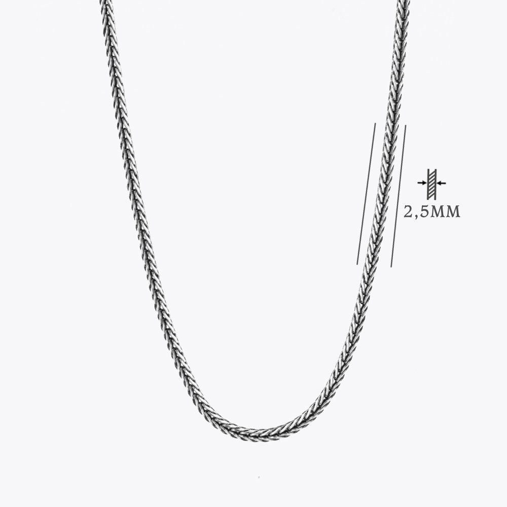 Tilki Kuyruğu Zincir 2,5 mm - 925 Ayar Gümüş