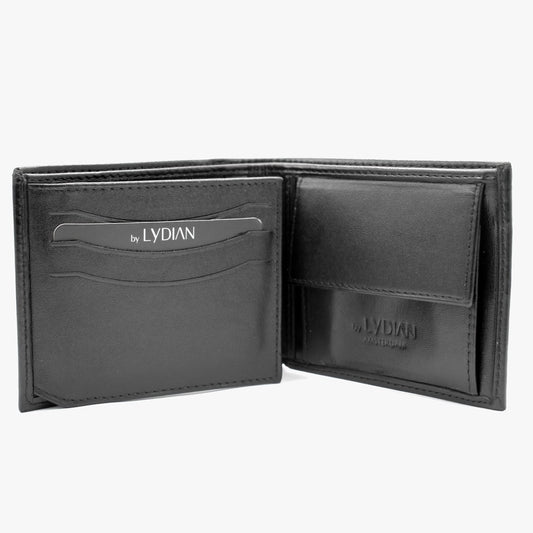 The black leather wallet named Hand in Hand for Fathers- D1