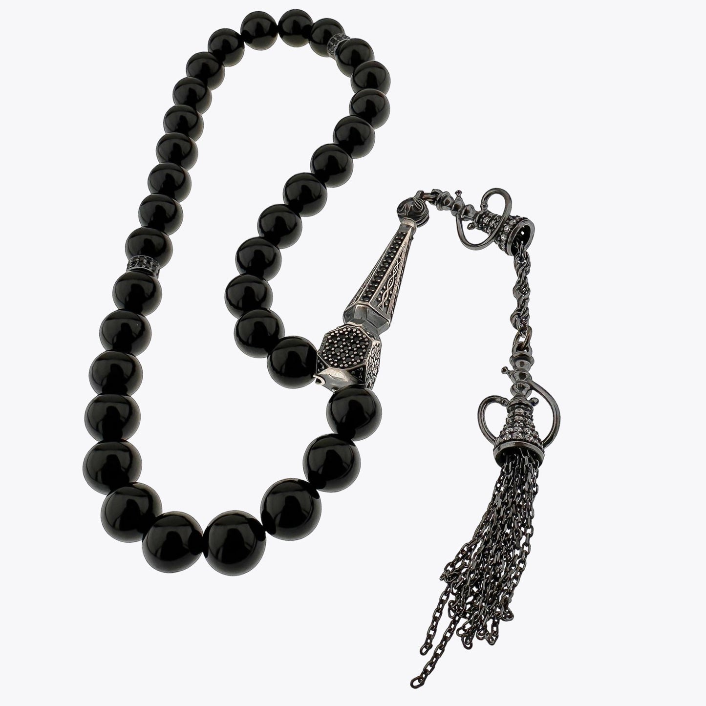 Black Fire Amber 925 Setting Imame and Puskullu Tesbih