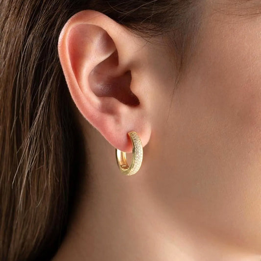 Gold Row Stone Ring Silver Earrings - 925 Sterling Silver