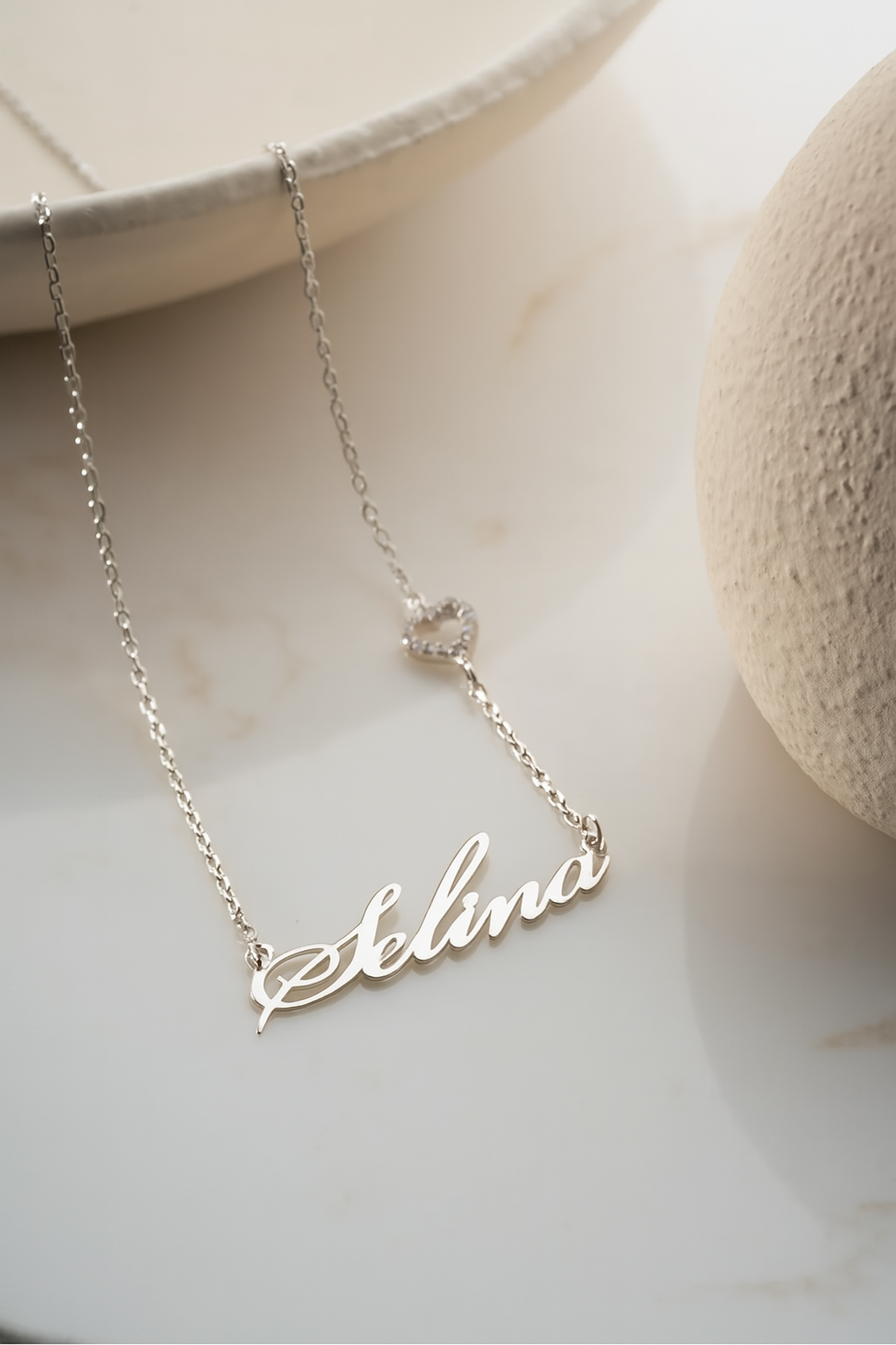 Namenskette mit Herzanhänger – 925er Silber