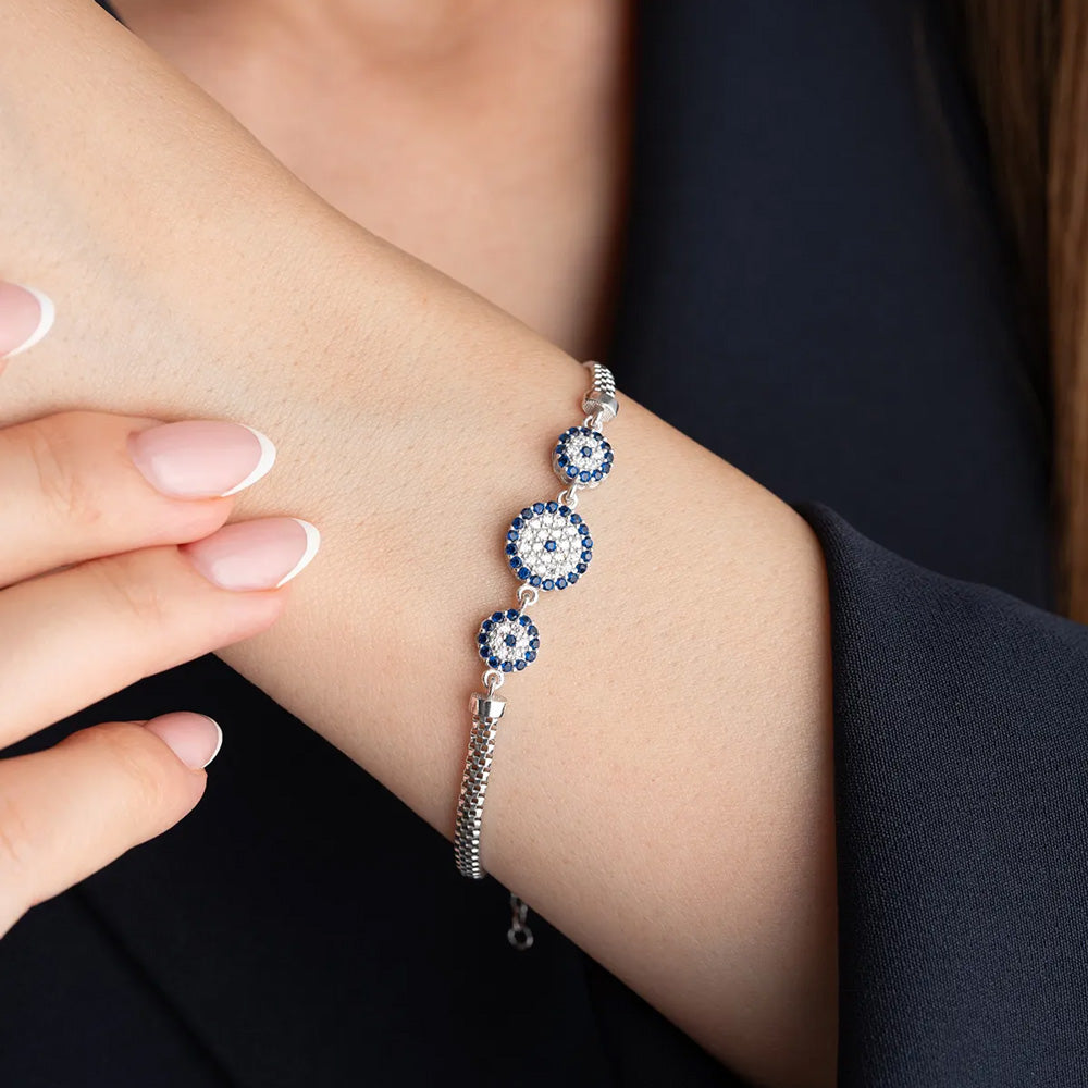 925 Sterling Silver 3 Piece Nazar Bracelet
