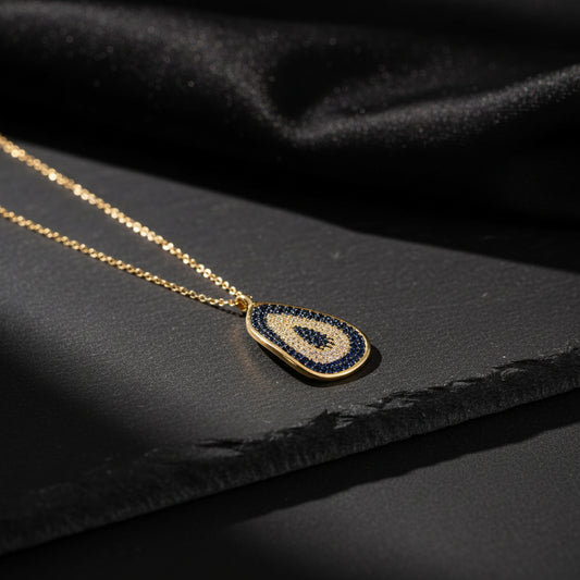 Blue Aura Nazar Tropfenkette – 925er Silber