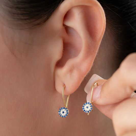 925 Ayar Gümüş Nazar Boncuk Detaylı Çocuk Küpesi