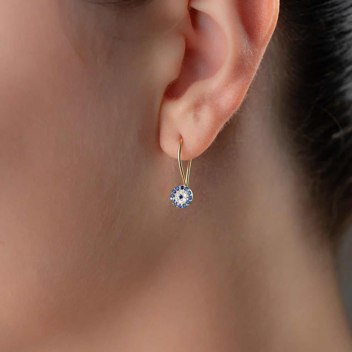 925 Ayar Gümüş Nazar Boncuk Detaylı Çocuk Küpesi