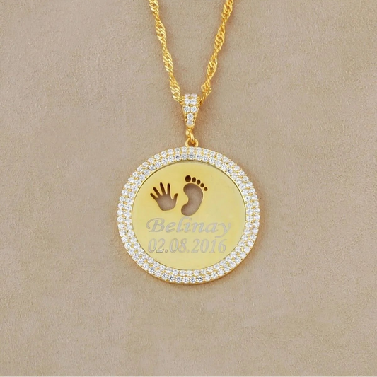 El Ayaklı Kişiye Özel İsimli Kolye - 925 Ayar Gümüş