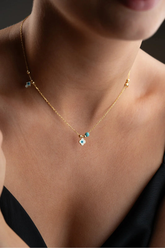 925 Ayar Gümüş Nazarlı Şans Kolye– Blue Aura