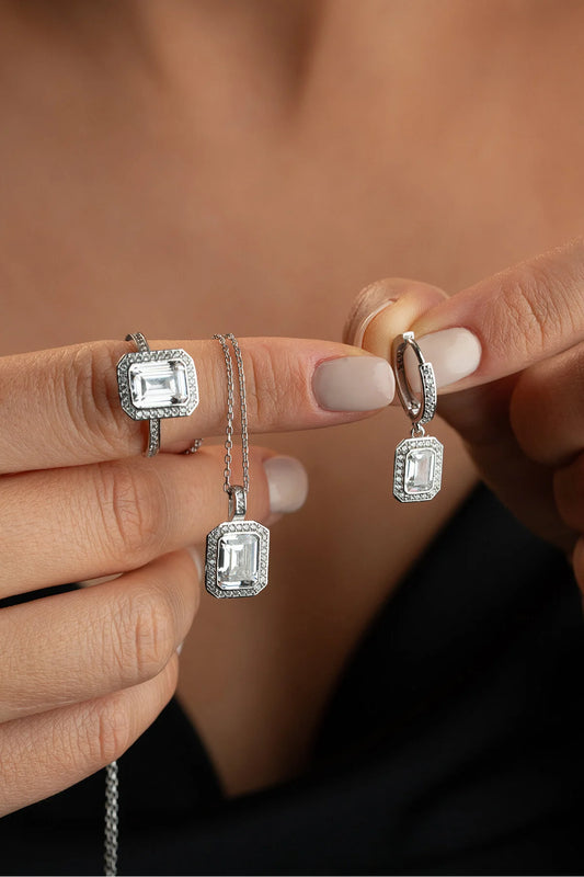 Luna Işıltısı Baget Taşlı Set