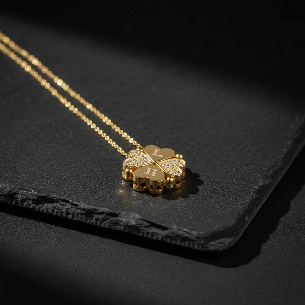 Personalized Initial Clover Silver Necklace