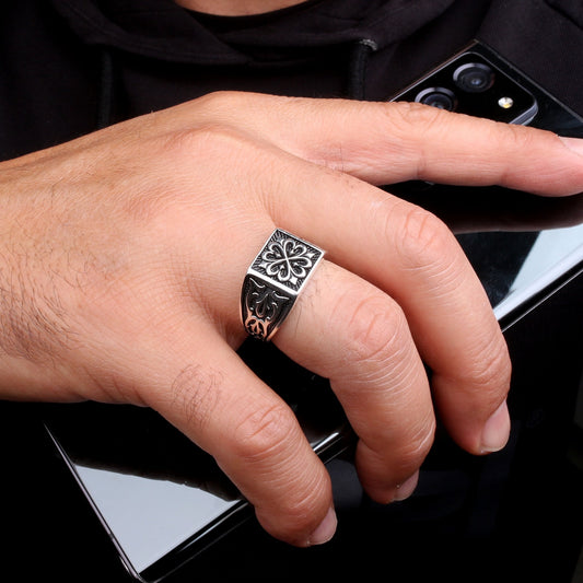 VARQ Selçuk Desenli Erkek Yüzük – 925 Ayar Gümüş