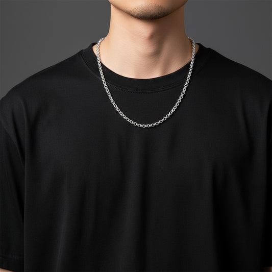 925 Ayar Gümüş Doch Halka Model Erkek Zincir