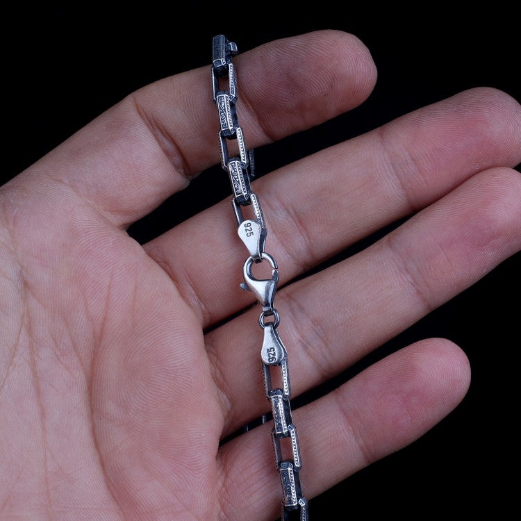 925 Sterling Silver Oxidized Men's Rope Chain