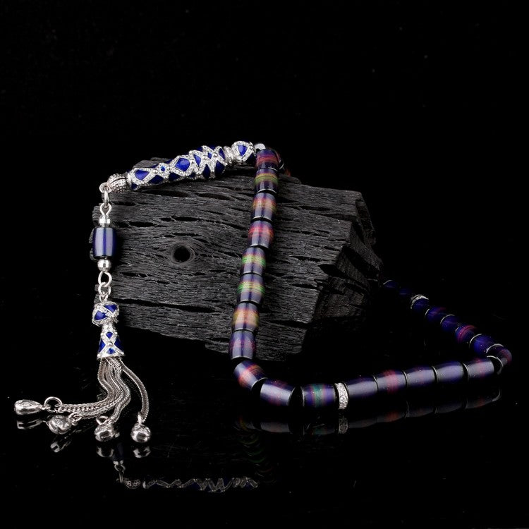 His Taşlı Kapsül Kesim Tesbih – 925 Ayar Gümüş