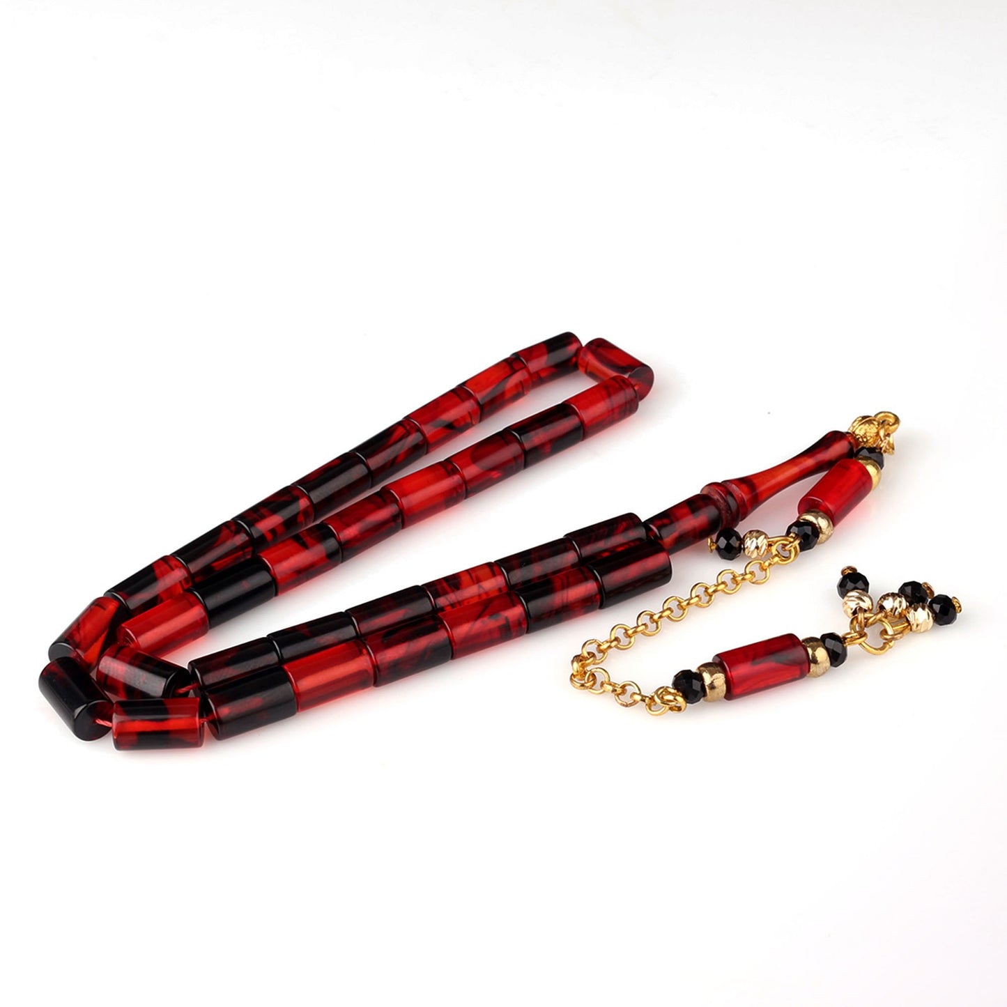 Kesme Model Ateş Kehribar Tesbih (Bafon Püsküllü)