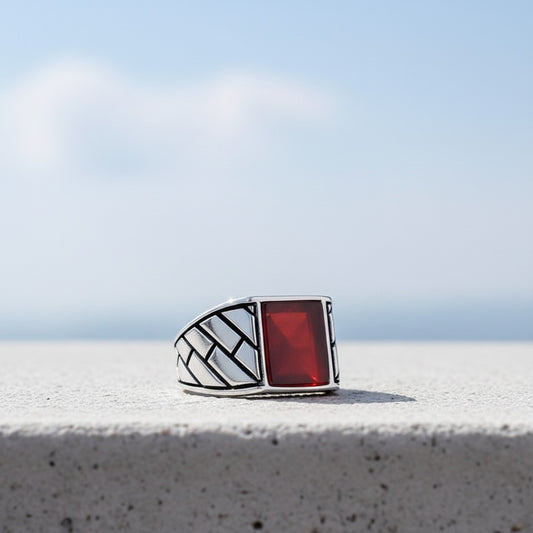 Akik Taşlı 925 Ayar Gümüş Erkek Yüzük