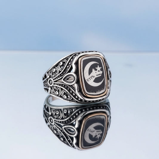 Bozkurt Göktürkçe Motifli 925 Ayar Gümüş Yüzük