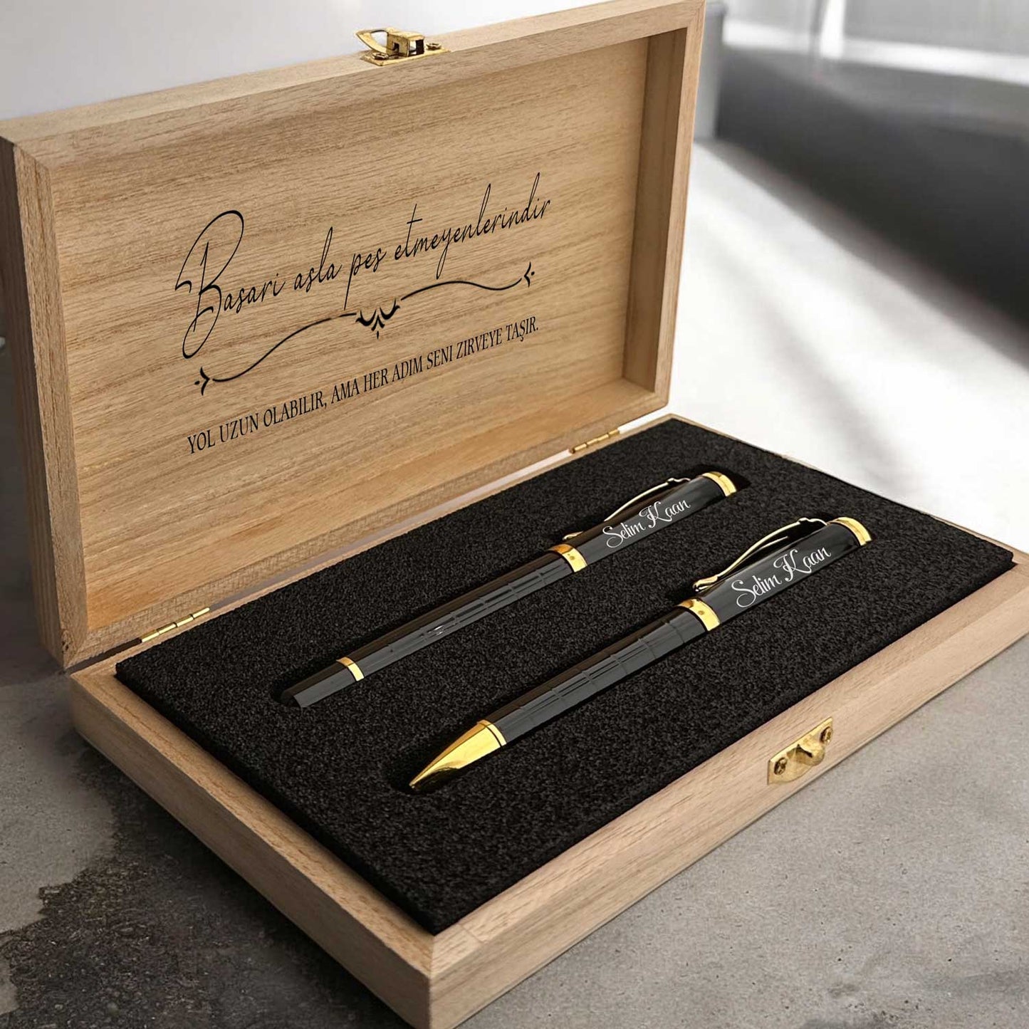 Ahşap Kutulu Roller Kalem Hediye Seti