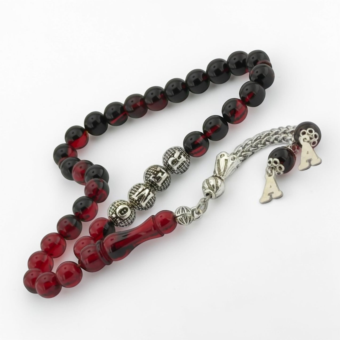 Custom Name Ates Kehribar Tesbih | Fire Amber | Wooden Box