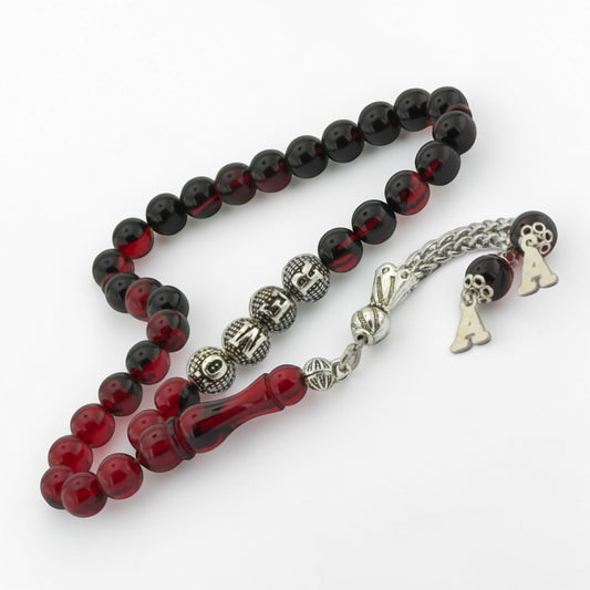 Custom Name Ates Kehribar Tesbih | Fire Amber | Wooden Box