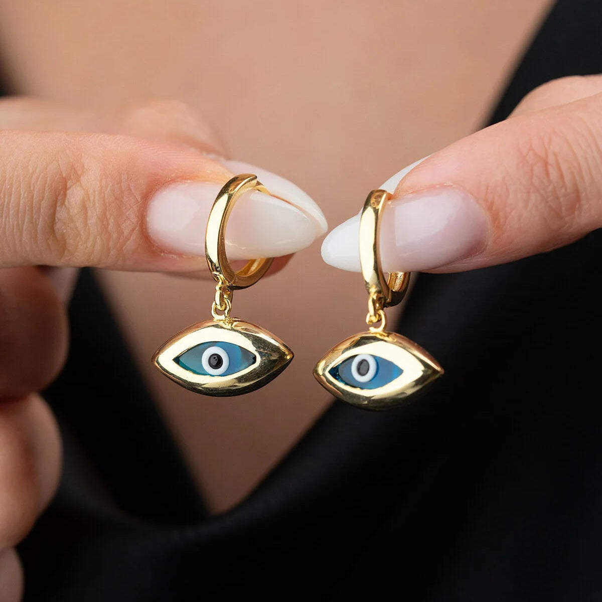 925 Boucles d'oreilles pour les yeux en argent sterling - Aura bleue