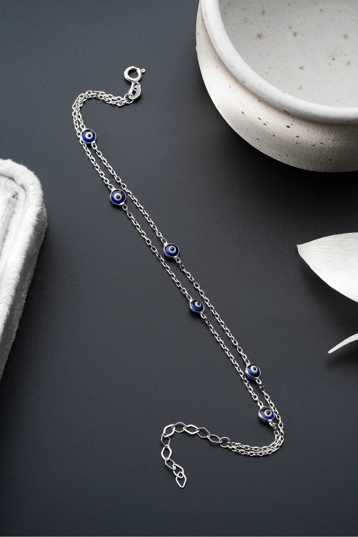 Mavi Nazar Boncuklu Bileklik – 925 Ayar Gümüş – Blue Aura