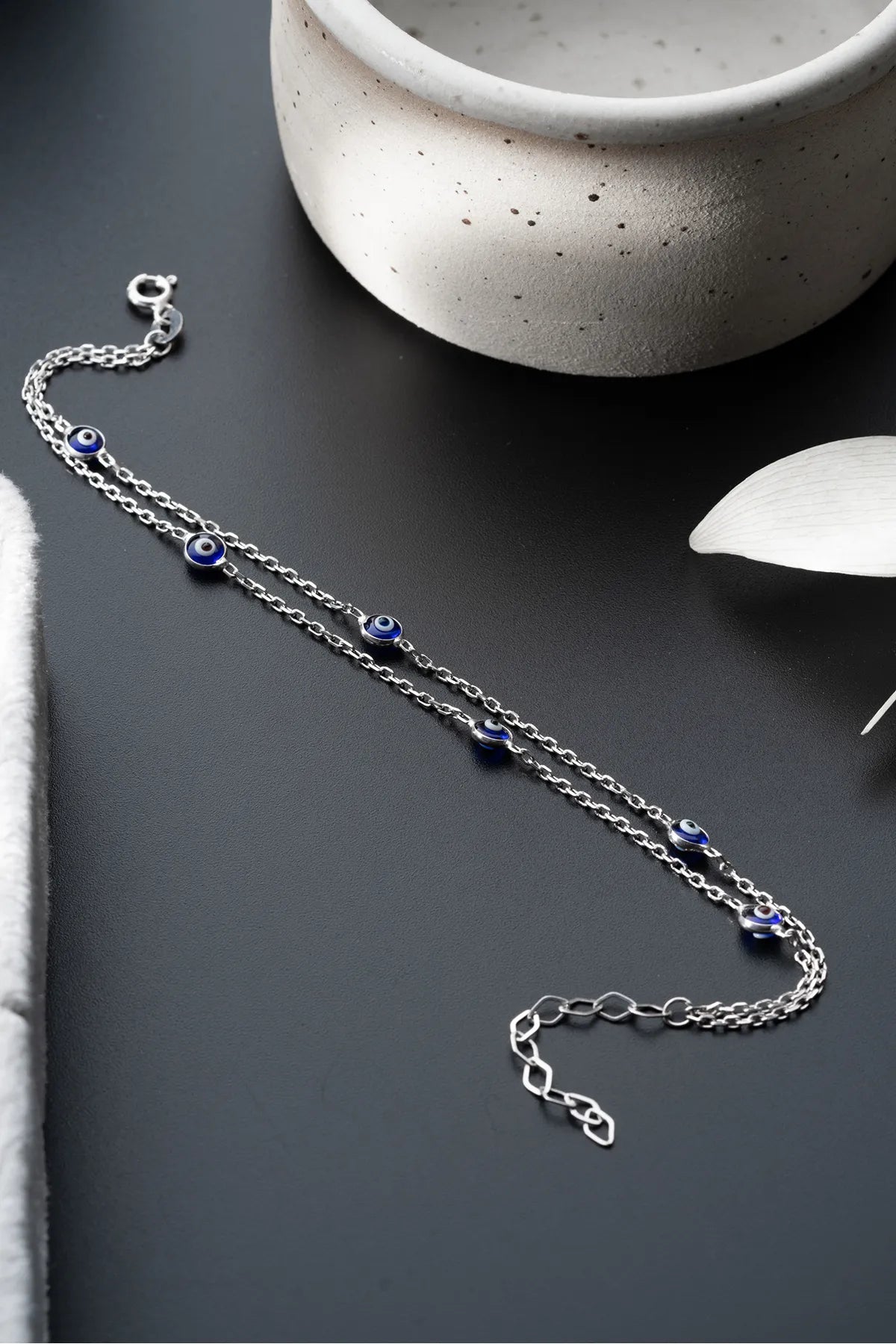 Mavi Nazar Boncuklu Bileklik – 925 Ayar Gümüş – Blue Aura