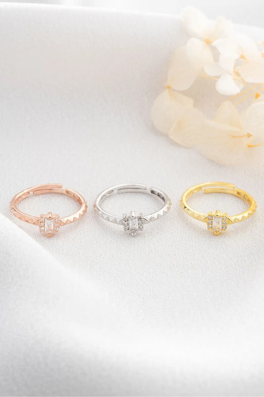 Baguette Zircon Ring - 925 Sterling Silver