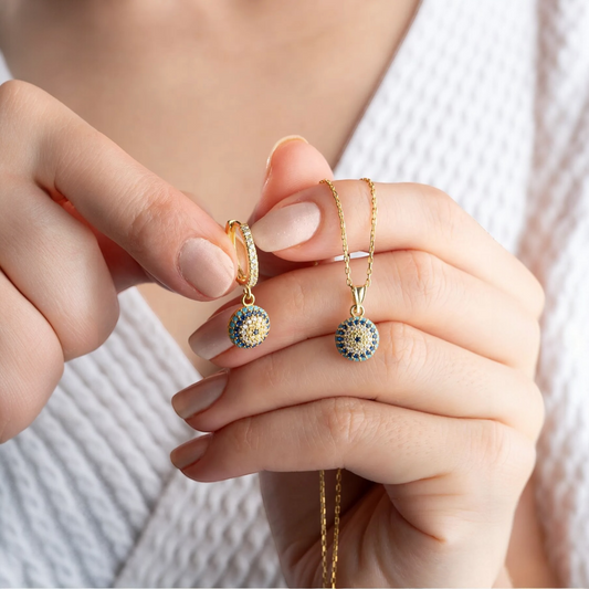 Notee Necklace Earrings Set - 925 Sterling Silver