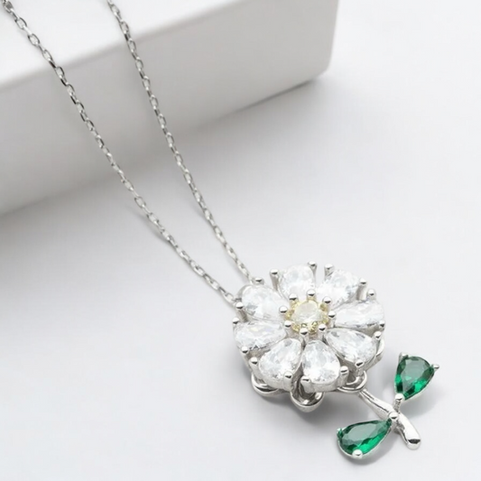 Rotating chamomile necklace - 925 sterling silver
