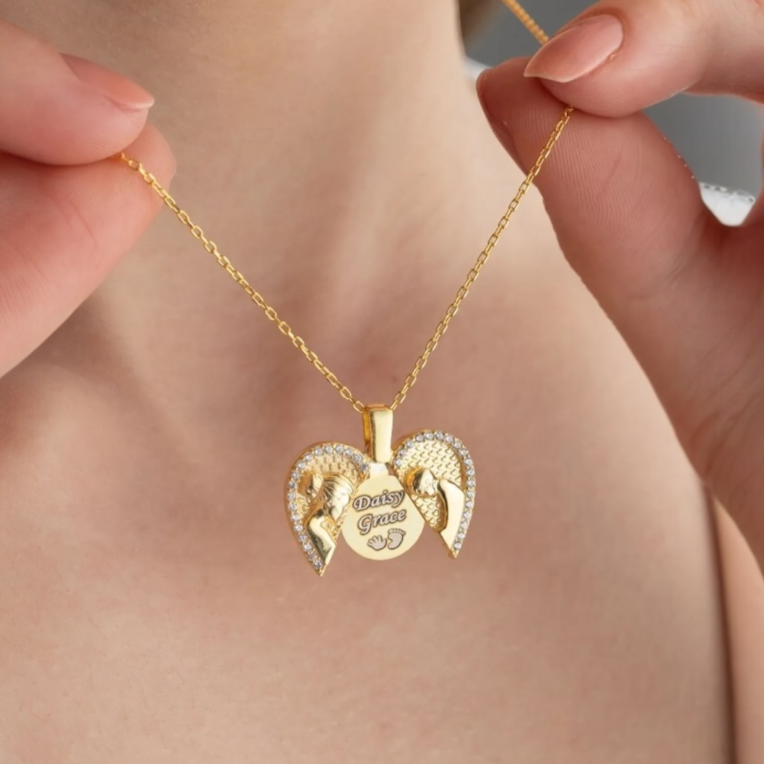 Named mother baby necklace - 925 sterling silver