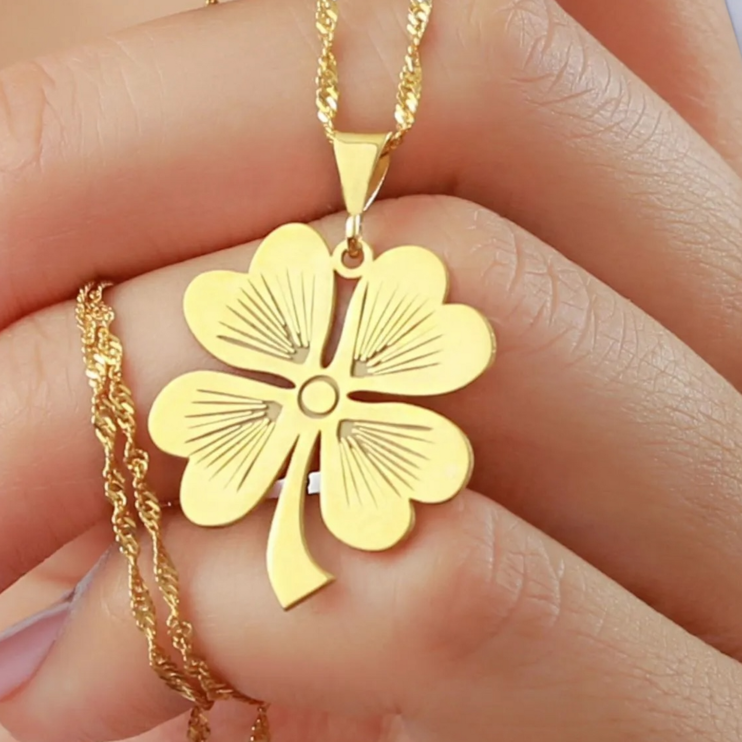 925 Sterling Silver Gold Clover Necklace