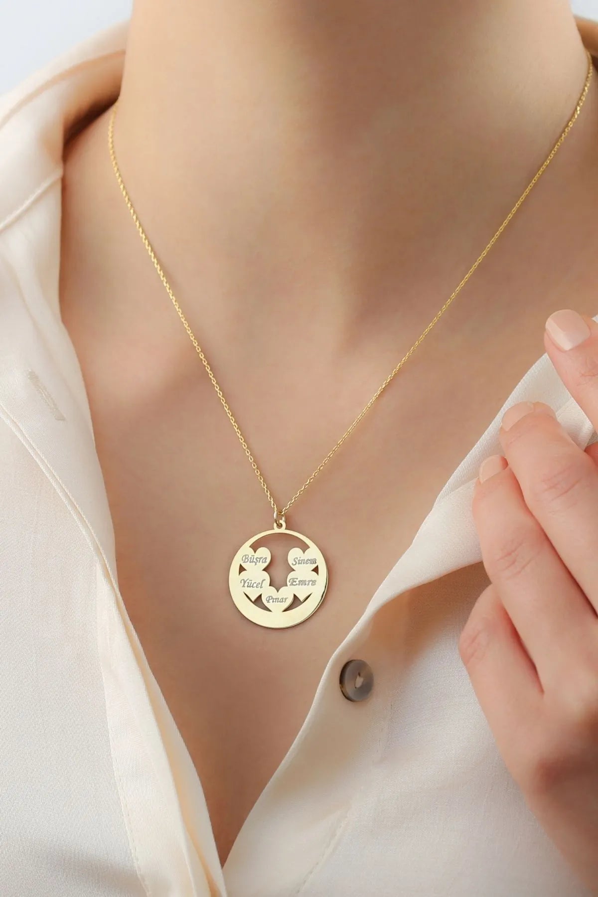 Familienherz – 925 Sterling Silber Personalisierte Halskette