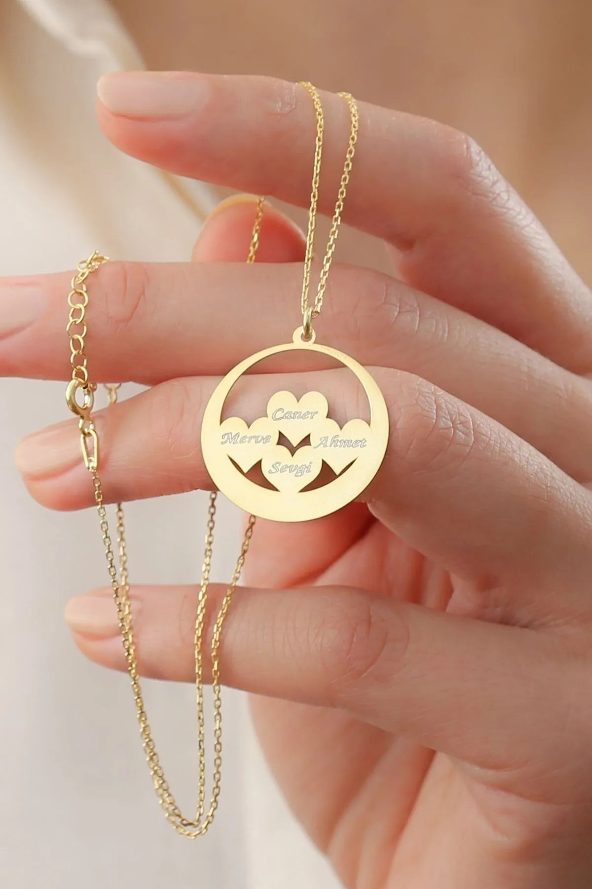 Familienherz – 925 Sterling Silber Personalisierte Halskette