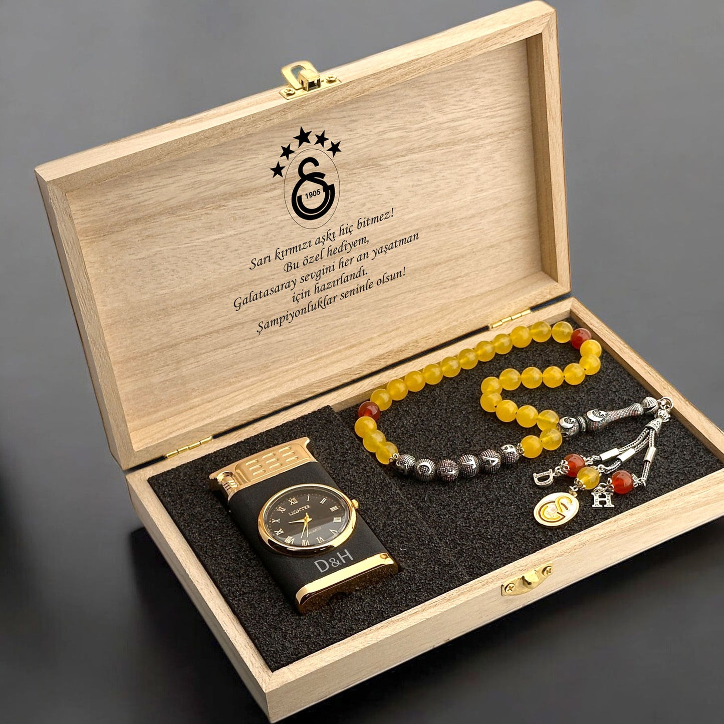 GS Gift Set – Agate Prayer Beads & Lighter with Clock Mechanism