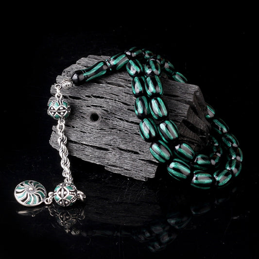 925 Sterling Silver Tassel Enamel Fire Amber