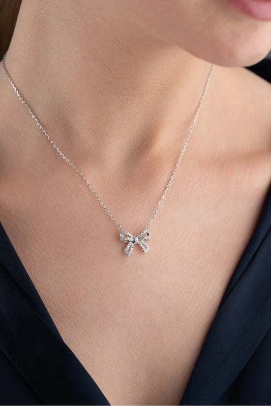 925 Sterling Silver Bow Necklace