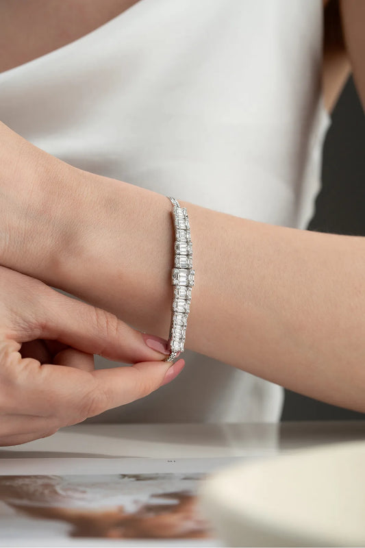 925 Ayar Gümüş Baget Taşlı Bileklik