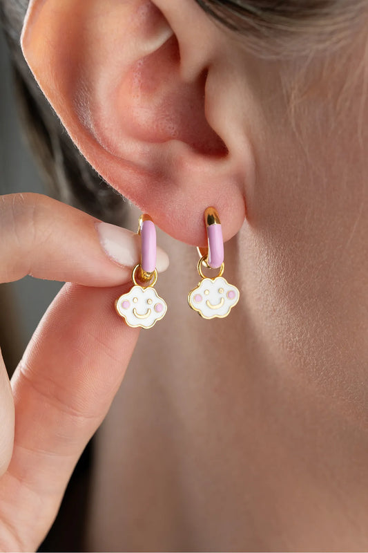 925 Ayar Gümüş Mineli Bulut Çocuk Küpesi