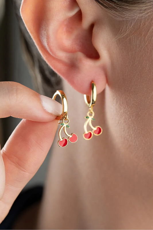 925 Ayar Gümüş Kiraz Çocuk Küpesi