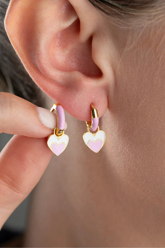 925 Ayar Gümüş Mineli Kalpli Çocuk Küpesi