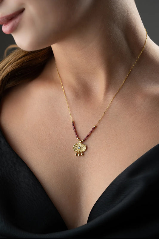 925 Ayar Gümüş Boncuklu Süryani Gözü Kolye