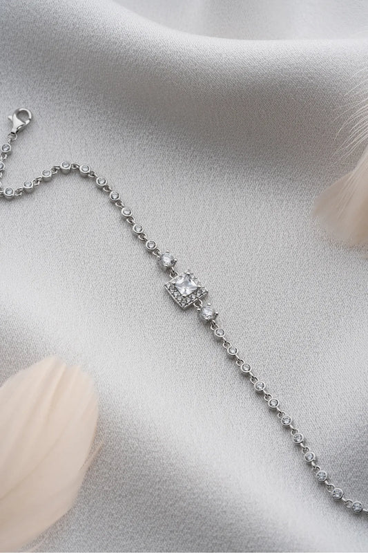 925 Ayar Gümüş Kare Taşlı Su Yolu Bileklik