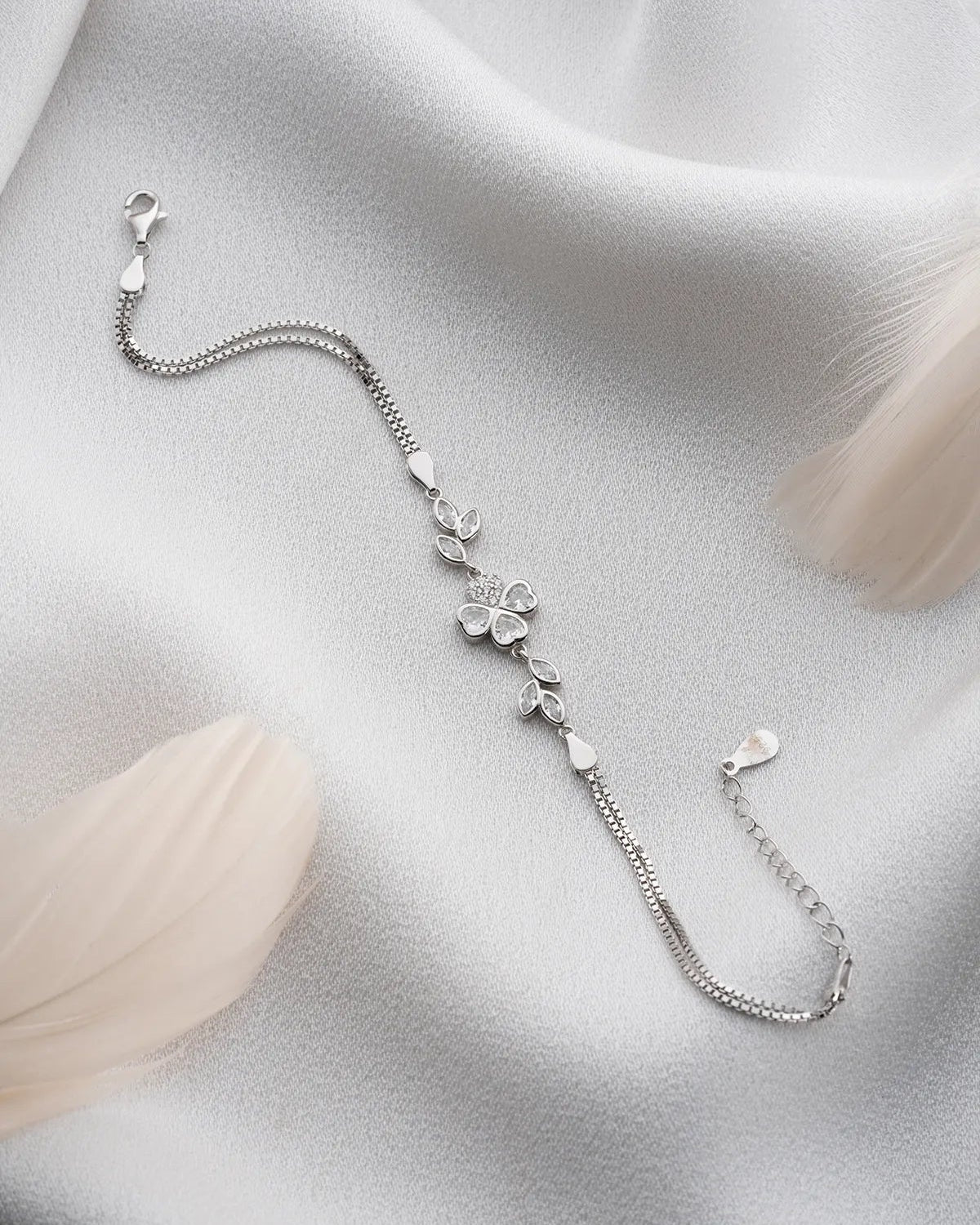 925 Sterling Silver Leaf Clover Bracelet