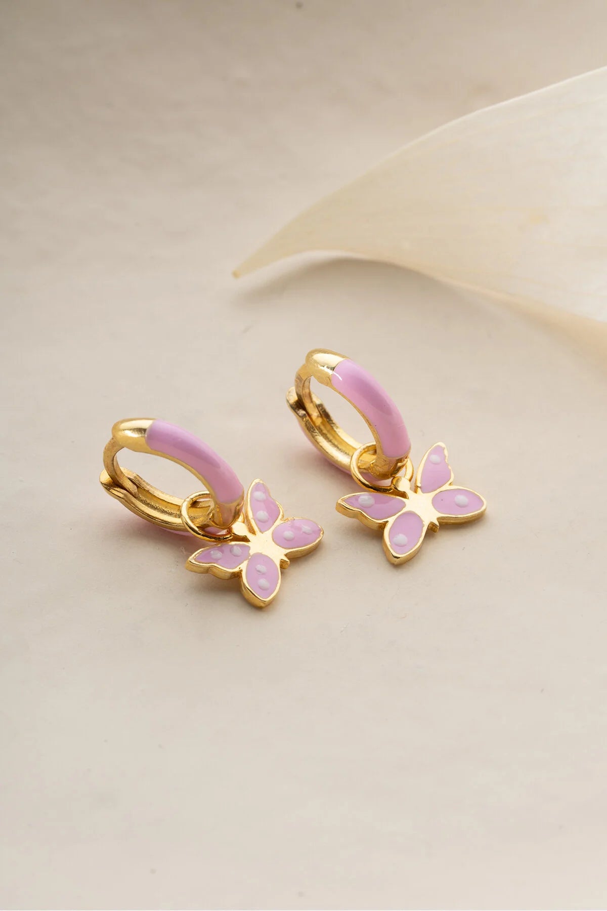 Boucles d'oreilles enfant papillon émaillé en argent sterling 925