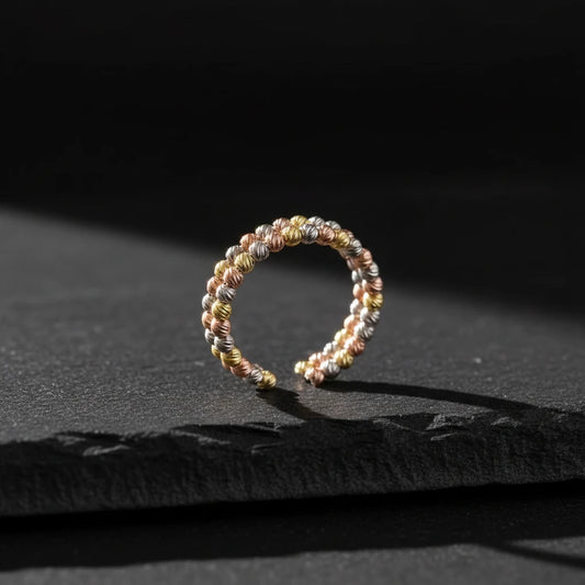 Bague Dorica ajustable à 2 rangées de roses en argent sterling 925