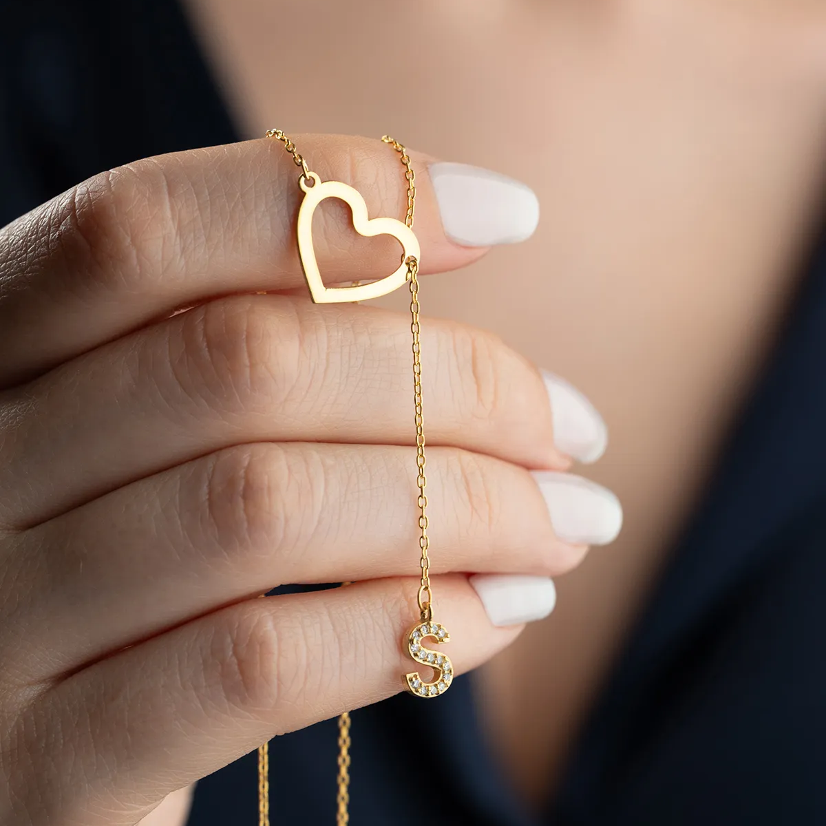 Heart Letter Necklace - 925 Sterling Silver