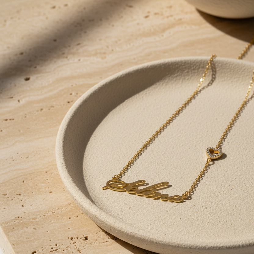 HEART NAME NECKLACE - 925 SET SILVER