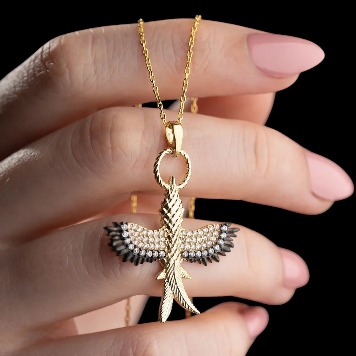 Anka Bird Gold Necklace - 925 Sterling Silver