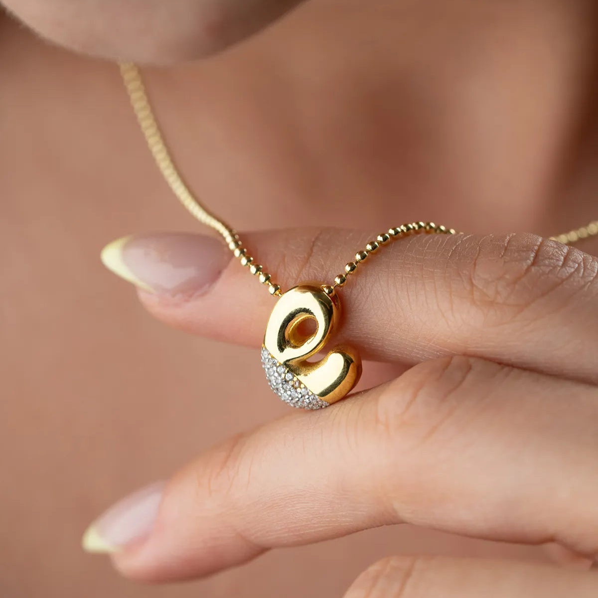 925 Sterling Silver Letter Necklace with Stones